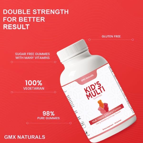 Kids Multivitamin Gummies (90 Count) | Kids Vitamins Gummies | Immune & Growth Support | Sugar & Gluten Free | Cherry, Strewberry & Orange Flavour Gummies | 1 Month Supply