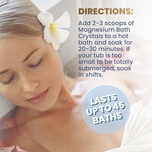 Health and Wisdom Magnesium Bath Salt - Magnesium Chloride Flakes for Bath Soak, 4X Epsom Salt Concentration, Unscented Formula, Dead Sea Sourced, Resealable Bag, Zero Additives - 88 Ounces