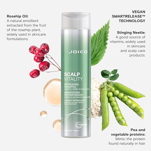 Joico Scalp Vitality Refreshing Shampoo | Supports A Healthy & Balanced Scalp | For Dry, Oily and Itchy Scalp | Leaves Scalp Replenished & Calm | Removes Flakes & Reduces Irritation | 10.1 Fl Oz