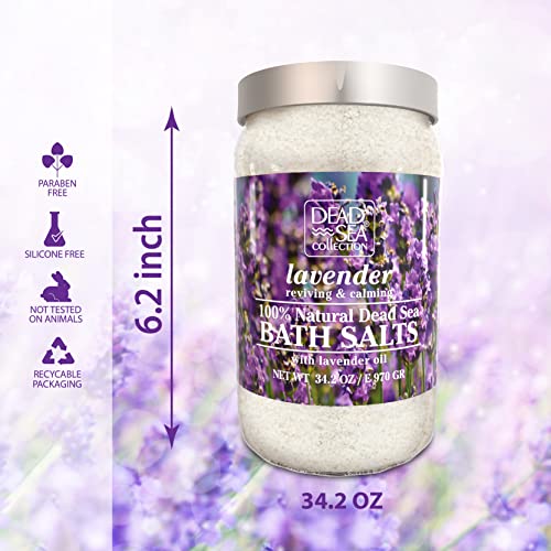 Dead Sea Collection Bath Salts with Lavender – Pure Dead Sea Salt and Lavender Oil - Nourishing Soothing and Relaxing Skin and Muscle – 34.2 Oz