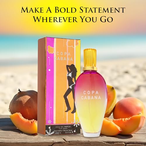 Copa Cabana for Women - Top Notes of Lemons, Orange & Jasmine petals - Base Scents of Amber - Fruity, Citrusy & Woody Accords - Natural & Free of Parabens - Elegant 100ml Bottle, Parfume For Women