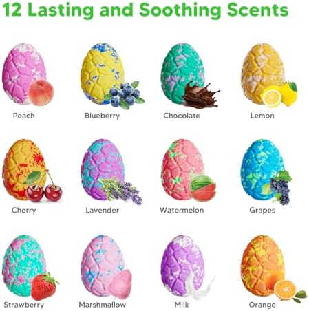 Kids Bath Bombs with Surprise Inside for Girls Boys Toddlers, 12 Pack Organic Bath Bombs for Kids with Farm Animals Toys Inside, Safe Handmade Bubble Bath Fizzy Dino Bath Bomb Easter Birthday Gift
