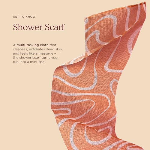 HANNI Extra-Long Shower Scarf, Japanese-Inspired Exfoliating Body Scrubber, Loofah-Like Wash Cloth for Dead Skin Removal