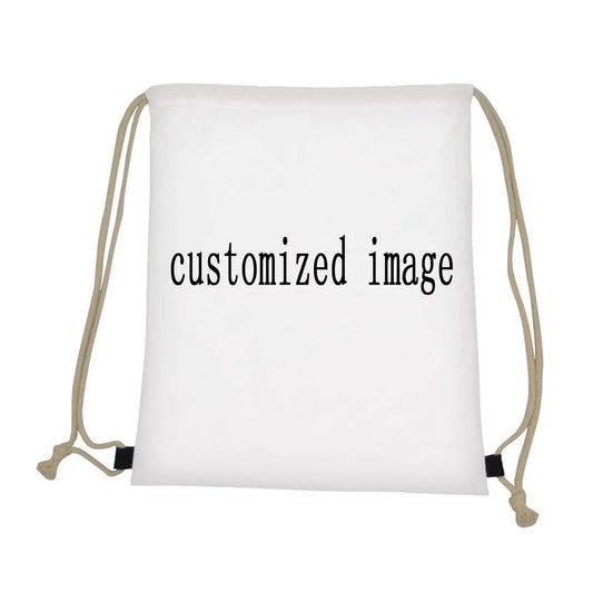 COEQINE Customized Image Drawstring Bag for Women Girls Shoulder Daypack for School Gym Sports,You Can Design Your Favour Pattern