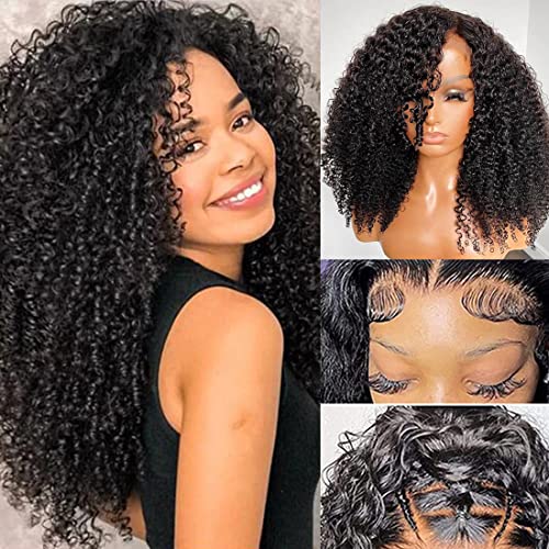 Kinky Curly Lace Front Wigs 13x6 HD Lace Front Kinky Curly Wig for Women 180% Density Pre Plucked With Baby Hair Afro Kinky Curly Human Hair Wigs 20Inch Kinky Curly HD Lace Front Human Hair wig
