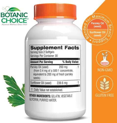 Botanic Choice Parsley Seed Oil-for Bad Breath from Odor-Causing Foods-Odor Neutralizer from Within-Breath Freshener gels-60 Softgels