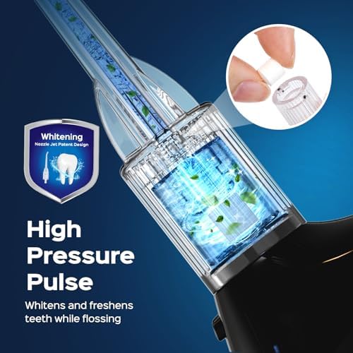 COSLUS Whitening Water Flosser Replacement Tips with 60 Pcs Mint Refills: Compatible with C20 (F5020E) & E40 (WFP14) Portable Water Flossers – Improve Stains Gently& Fresh Breath for Daily Oral Care