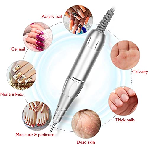 Joyzan Electric Nail Drill Pen, 35000RPM Handle Handpiece Polishing Machine Part Replacement Aluminum Alloy File Acrylic Powder Remover Gel Polisher Grinder Portable Manicure Pedicure Art Tool