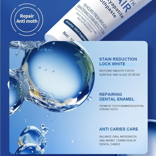 Hydroxyapatite Toothpastes for Enamel Protection and Tooth Strengthening, 7.5% Hydroxyapatite Whitening Toothpastes - Fluoride-Free, Gentle Mint, Fresh Breath, Daily Use for Oral Health (2)