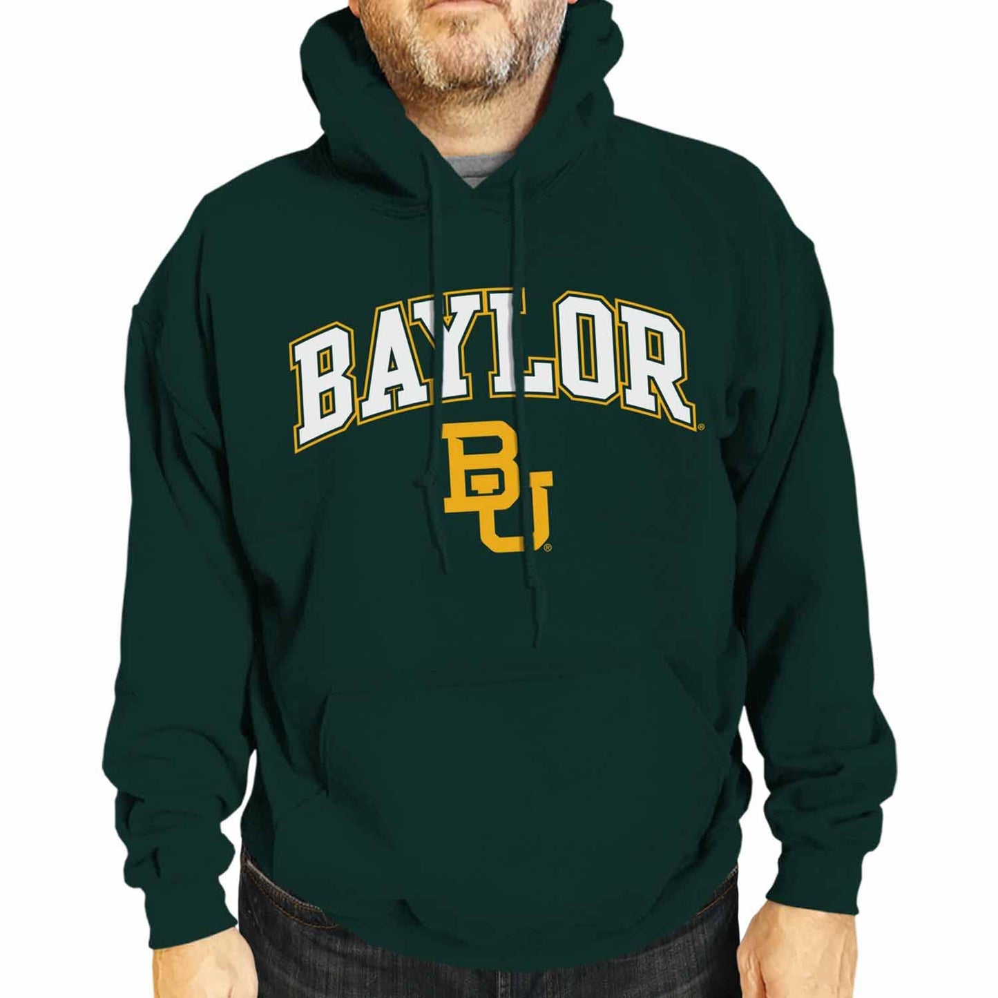 Campus Colors Adult Arch & Logo Soft Style Gameday Hooded Sweatshirt (Baylor Bears - Team Color, Small)