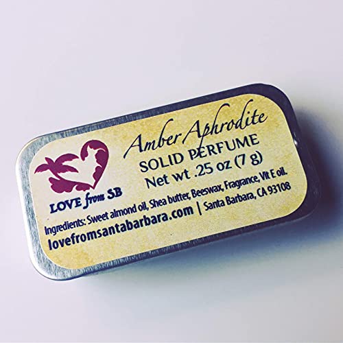 Compact Personal Amber Aphrodite Solid Perfume | Luxurious Artisan Spa Gift | Convenient, fits in your purse or travel bag | Amber Perfume