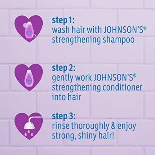 Johnson's Strengthening Tear-Free Kids' Conditioner with Vitamin E Strengthens & Helps Prevent Breakage, Paraben-, Sulfate- & Dye-Free, Hypoallergenic & Gentle on Toddler Hair, 13.6 fl. oz