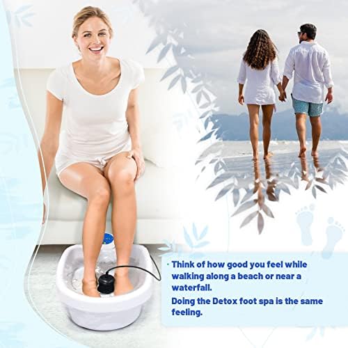 Ionic Foot Bath Detox Machine, Portable Feet Detox Machine for Home, Salon-Level Ionic Foot Spa Machine with Basin, 100 Basin Liners, Two Arrays