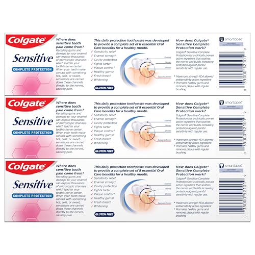 Colgate Sensitive Toothpaste, Complete Protection, Mint - 6 Ounce (Pack of 3)