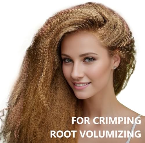 Ceramic Hair Crimper Iron 39mm for Volumizing Fluffy Hairstyle, Corrugation Crimper Hair Iron, Anti Static Ceramic Hair Crimping Iron Adjust Temperature (Turquoise)