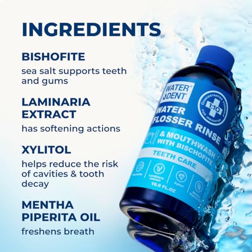 Concentrated Irrigant | Mouthwash for Water flosser | Add to Oral irrigator | Mint Flavor | When dilluted 186 fl.oz | Alcohol and Fluoride Free. Made in USA | Pack of 1 = 16.9 fl.oz WATER DENT