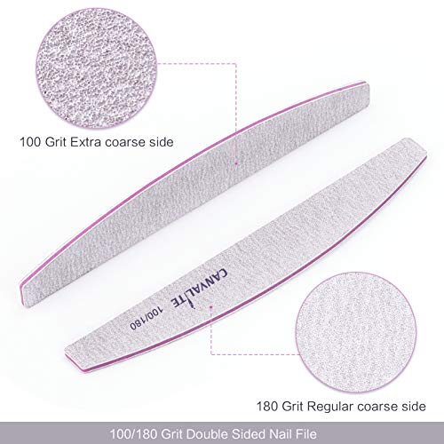 Canvalite 50 PCS Nail File Professional Nail Files Reusable Double Sided Emery Board(100/180 Grit) Nail Styling Tools for Home and Salon Use
