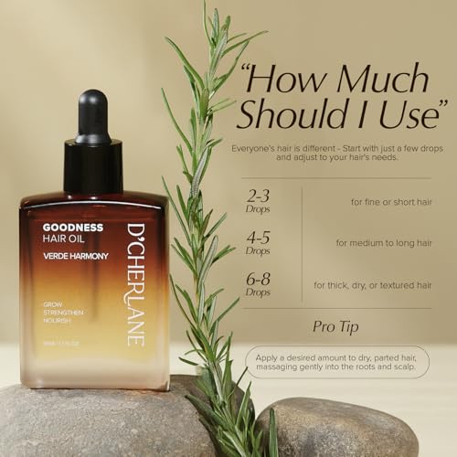 D'Cherlane Goodness Hair Oil – Hair Growth & Deep Scalp Treatment with Rosemary, Argan, Castor, & Coconut Oils For All Hair Types - Verde Harmony Edition