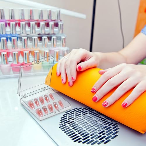 Jucoan 30 Pack Press on Nail Boxes, 2.75 X 2.75 Inch Acrylic False Nail Art Tips Storage Box Clear Nail Package Box, Nail Organizer Display Case Container with Adhesive Nail Tapes for False Nail