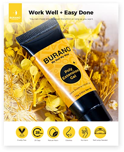 BURANO Poly Extension Gel Nail Kit, 6 Colors Nail Poly Nails Builder Gel Set for Beginner & Professional Using, DIY Starter Kit Nail Art Gift (glitter)