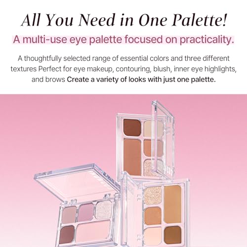 COSNORI My Moment Eye Palette – 5 Pigmented Shades, Matte, Shimmer & Glitter, Blendable & Multi-Use (03 Snug Rose)