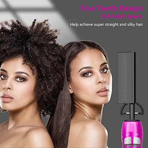 200-500°F Pink Hot Comb:Electric Hot Comb for Lace Front Wigs,Electric Pressing Combs for Black Hair,Electric Straightening Comb for African American Hair,