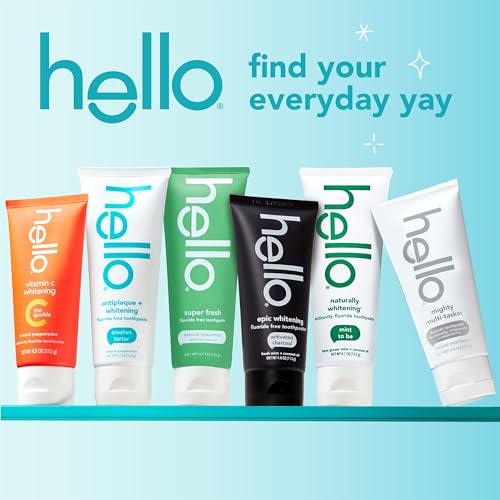 hello Super Fresh Fluoride Free Toothpaste, Toothpaste for Bad Breath, Helps Remove Surface Stains, Natural Spearmint, 3 Pack, 4.7 Oz Tubes