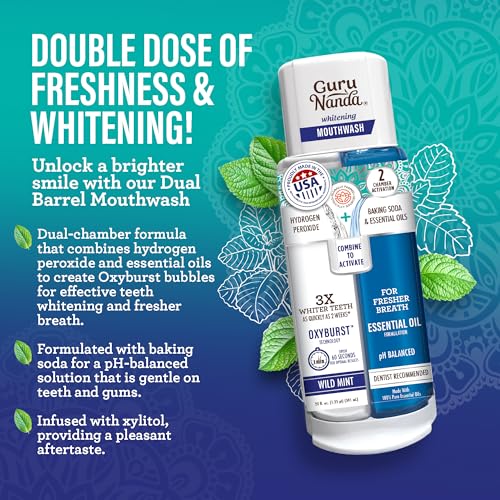 GuruNanda Total Smile Makeover Kit Regular with Cocomint Oil Pulling, Dual Barrel Whitening Mouthwash, Whitening Strips & Butter on Gums Toothbrushes