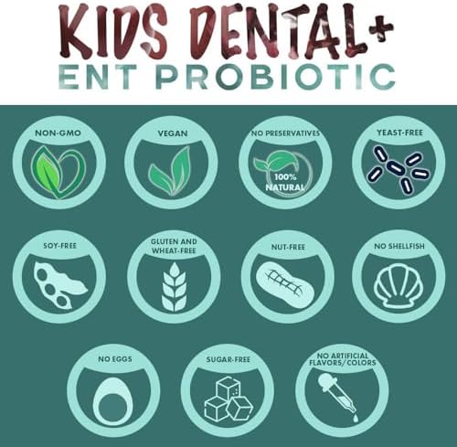 Children's Dental Probiotic Chewables - Digestive & Immune Support - Oral Probiotics for Healthy Teeth and Gums, Bad Breath & ENT Support - Cherry-Pomegranate Flavor (60 Count)