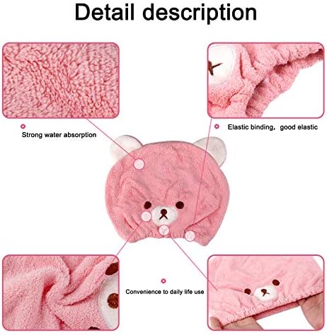 Lamoutor 3Pcs Hair Drying Towel for Kids Girls Soft Absorbent Kids Dry Hair Cap Kids Hair Towel Wrap Head Towel Wraps for Kids