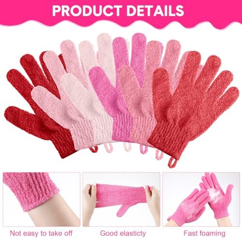 Cuffbow 90 Pcs Exfoliating Double Sided Bath Gloves with Hanging Loop Colorful Body Shower Gloves for Men Women Beauty Spa Massage Shower Clean Body Skin Bathing Scrubber Accessories (Pink Colors)