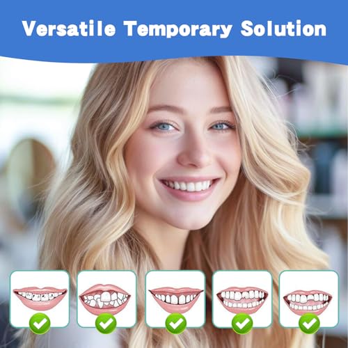 3 Pairs Fake Dentures Temporary Denture Teeth Snap-On Top and Bottom Teeth Covers for Men and Women Instant Confidence Smile Fix Easy-to-Use Fake Teeth for Missing or Broken