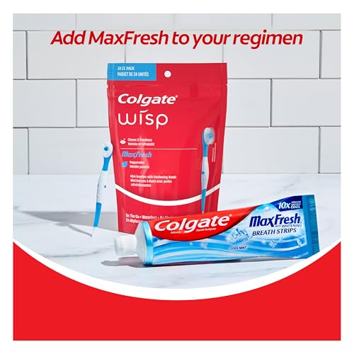 Colgate Max Fresh Wisp Disposable Mini Travel Toothbrushes, Peppermint, 24 Count (Pack of 4)