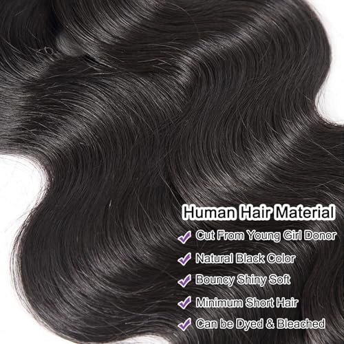 Human Hair Bundles Body Wave 20 22 24 Inch Bundles Human Hair 12A Brazilian Virgin 100% Unprocessed Quick Weave Hair Bundles for Black Women Natural Color
