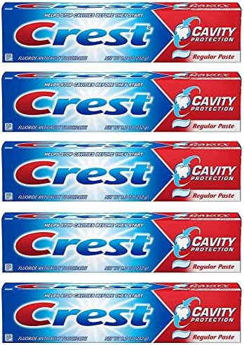 Crest Fluoride Anticavity Toothpaste, Prevents Cavities Before They Start, Regular Paste, 8.2 Ounce (Pack of 5)