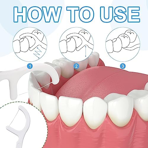 Dandat 2000 pcs Dental Floss Picks Bulk High Toughness Clean Tooth Picks Flossers Dental Floss Flossers for Teeth Cleaning Family Travel Tight Space Cleaning Plaque Remover(White)