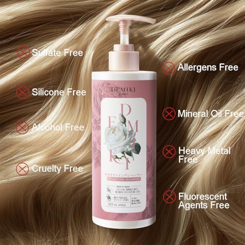 Japanese Shampoo and Conditioner Set for Women,Sulfate Free Shampoo for Oily Hair,Paraben Free,Dye Free,Organic Rose Scent,Clarifying Shampoo Moisturizing and Refreshing Natural Hair Care,32oz