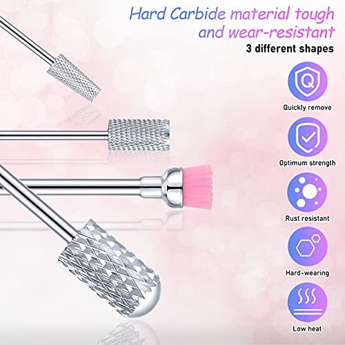 Honoson 10 Pcs Nail Drill Bits Set, 3/32 Inch Cuticle Tungsten Carbide Bits for Nail Tech, File Remove Acrylic Gel Polish, Manicure Pedicure Tools for Salon Home Supplies(Silver)
