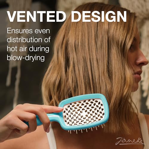 Janeke Original Patented Superbrush Detangler Brush Anti-static Hairbrush Easy For Wet or Dry Use Flexible with Nylon Bristle Great for All Hair Types - Long Thick Curly (Tiffany)