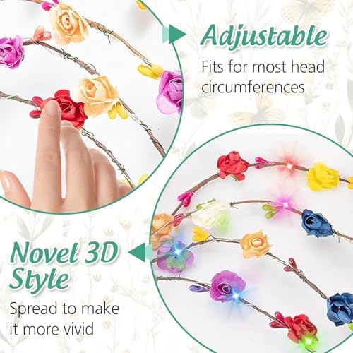 20 Pcs LED Light Up Headband for Women Wedding Beach Party Birthday Cosplay Gifts