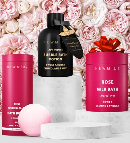 Calming Rose Coconut Milk Bath Soak Moisturize Soften Skin Honey Jasmine Vanilla Destress Luxury Spa Bath Salt Powder Stress Relief Gifts for Women