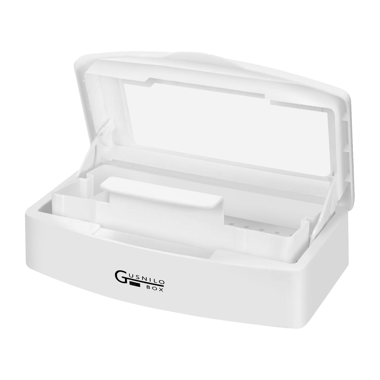 Gusnilo Nail Art Tools, Plastic Storage Box for Nail Tools,Manicure Tool, Tweezers, Hair Salon, Spa and Trimmer Manicure Equipment (1 piece, White)