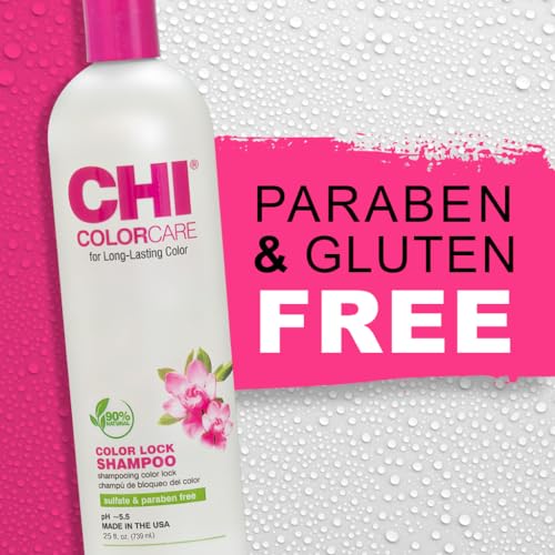 CHI ColorCare Color Lock Shampoo, Locks In Color & Replenishes Moisture For Color-Treated Hair, Sulfate, Paraben, & Cruelty-Free, 25 Oz