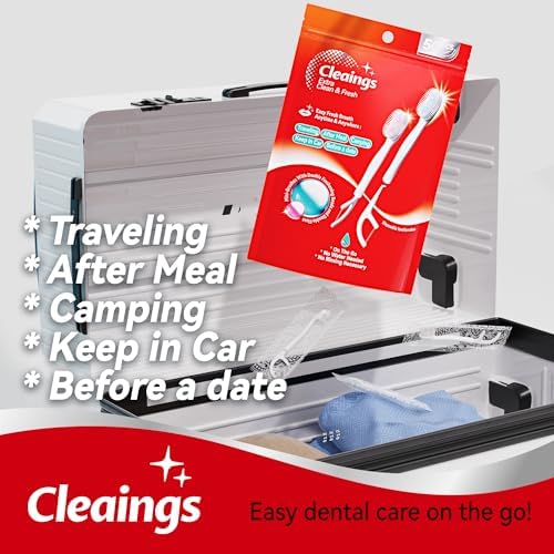 cleaings® Disposable Toothbrushes with Double Cleaning Beads Toothpaste and Clean Floss Picks for Work or Travel - 50 pcs-Mint Flavor（Pack of 1）