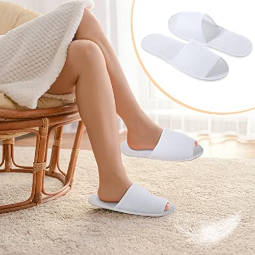 Coume 48 Pairs Disposable Slippers for Guests Bulk Soft Disposable Hotel Spa Slippers Open Toe White Non-Slip for Women Men Home Indoor Hotel Travel Wedding Party