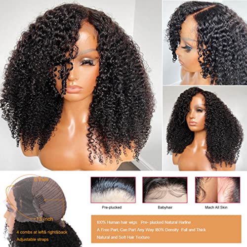 Kinky Curly Lace Front Wigs 13x6 HD Lace Front Kinky Curly Wig for Women 180% Density Pre Plucked With Baby Hair Afro Kinky Curly Human Hair Wigs 20Inch Kinky Curly HD Lace Front Human Hair wig