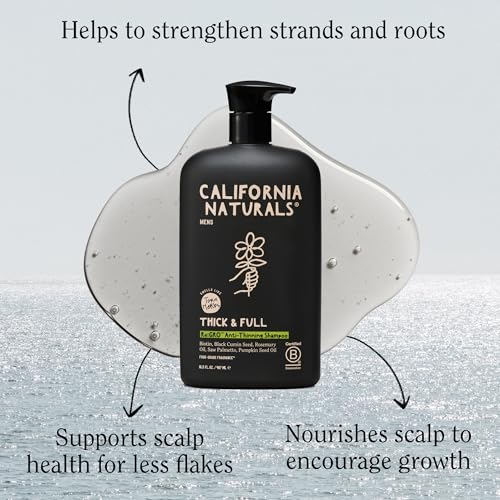 California Naturals Mens Re:GRO Shampoo for Hair Growth Support, Hair Care & Scalp Care with Biotin, All Hair Types, Vegan, Natural, Cruelty Free, Silicone, Paraben & Sulfate Free, for Men, 16.5 oz