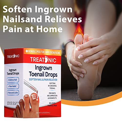 Ingrown Toenail Treatment - Ingrown Toenail Pain Reliever and Softener Kit for Easy Trimming with Silicone Gel Toe Caps