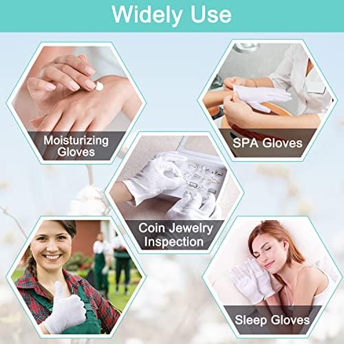 Cotton Kids Gloves - 24pcs Soft White Moisturizing Eczema Gloves for Dry Hands SPA Inspection (X-Small)