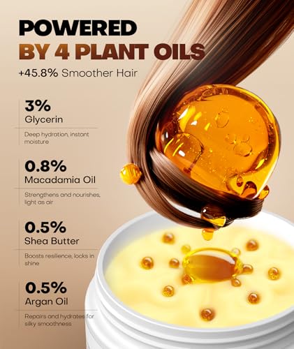 Collagen Hair Mask for Deep Conditioning, Keratin Hair Treatment with 4 Hydrolyzed Proteins, Moroccan & Avocado Oils Conditioner for Nourish, Calendula Gentian Extracts Care Dry & Damaged Hair